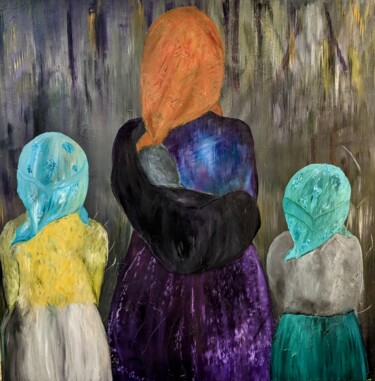 Картина под названием "LES FOULARDS" - Sophie Morel-Segret, Подлинное произведение искусства, Масло Установлен на Деревянная…