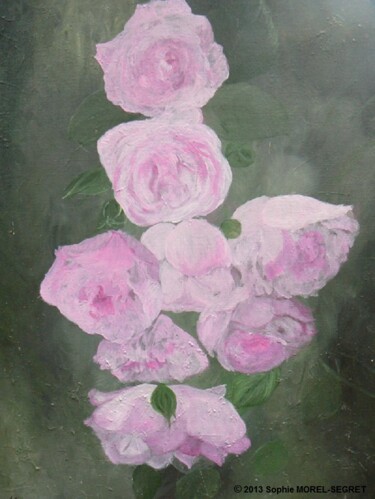 Peinture intitulée "Roses rose" par Sophie Morel-Segret, Œuvre d'art originale, Huile Monté sur Châssis en bois