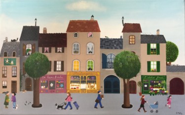 Peinture intitulée "La grand rue" par Sophie Motte, Œuvre d'art originale, Acrylique