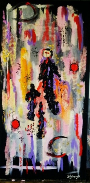 Painting titled "La dame en noir" by Sophie Neirynck, Original Artwork, Acrylic