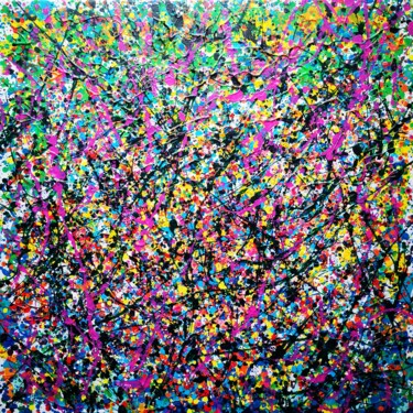 Painting titled "Magnolias et Mimosas" by Sophie Nigen, Original Artwork, Acrylic Mounted on Wood Stretcher frame