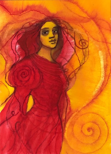 「Danseuse orange」というタイトルの絵画 Sophie Orlickiによって, オリジナルのアートワーク, オイル