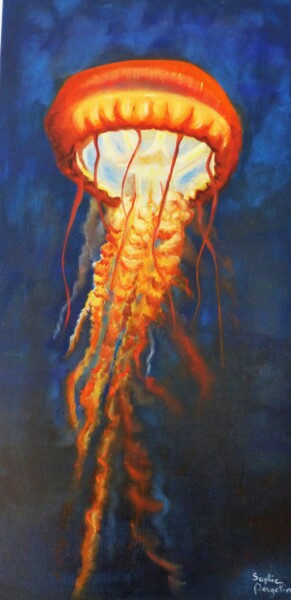 Peinture intitulée "Méduse lumineuse" par Sophie Pergeline, Œuvre d'art originale, Huile