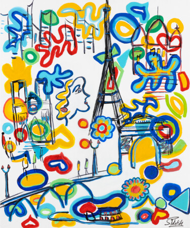 Painting titled "Enjoy Paris" by Sophie Petetin, Original Artwork, Acrylic