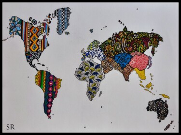 Dessin intitulée "Fabrics map" par Sophie Renault, Œuvre d'art originale, Graphite