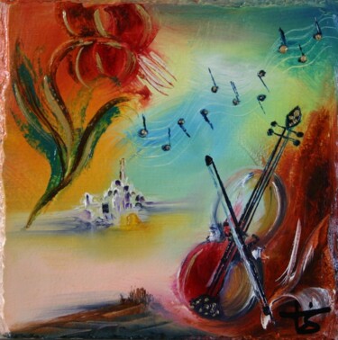 Painting titled "Le violon magique" by Sophie Sirot, Original Artwork, Oil