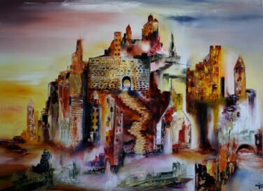 Painting titled "Les cites universel…" by Sophie Sirot, Original Artwork, Oil