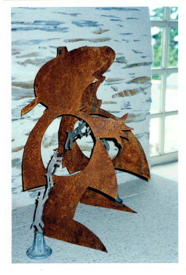Sculpture titled "Les Loups" by Sophie Thiry, Original Artwork, Metals