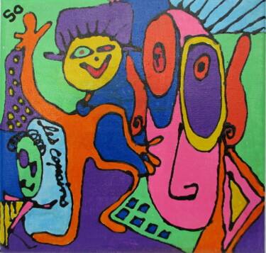 Painting titled ""Les copains d'abor…" by Sophie Thiry, Original Artwork, Acrylic