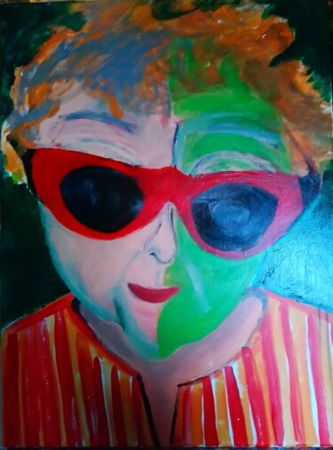 Painting titled "Autoportrait aux lu…" by Sophie Thiry, Original Artwork, Acrylic Mounted on Wood Stretcher frame