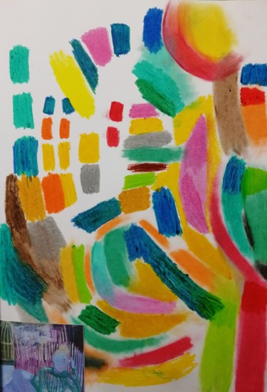 Σχέδιο με τίτλο "Multicoloured" από Sophie Venturini, Αυθεντικά έργα τέχνης, Παστέλ