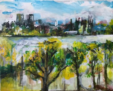 Malerei mit dem Titel "View of the Thames…" von Sophie Venturini, Original-Kunstwerk, Acryl