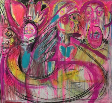 Картина под названием "The Steet" - Sophie Venturini, Подлинное произведение искусства, Акрил Установлен на Деревянная рама…