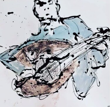oudiste en mouv Peinture intitulée "oudiste en mouv" par S Bazy, Œuvre d'art originale, Acrylique