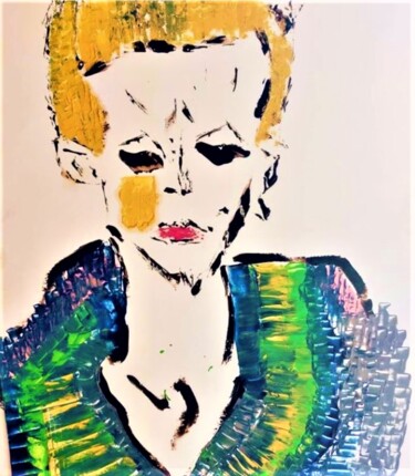 Painting titled "portrait androgyne" by S Bazy, Original Artwork, Acrylic