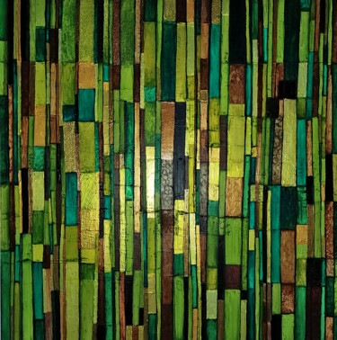 绘画 标题为“Bambous 2” 由Sophie Cantou, 原创艺术品, 丙烯 安装在木质担架架上