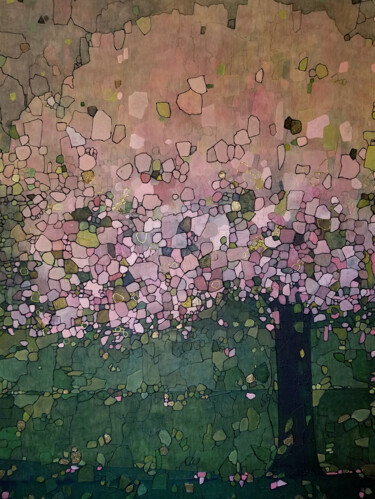 Painting titled "Magnolia" by Sophie Cantou, Original Artwork, Acrylic Mounted on Wood Stretcher frame