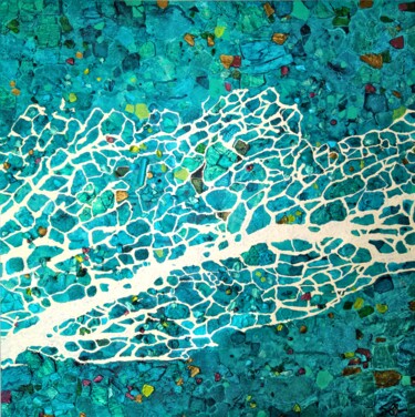 Картина под названием "Fond marin" - Sophie Cantou, Подлинное произведение искусства, Акрил Установлен на Деревянная рама дл…