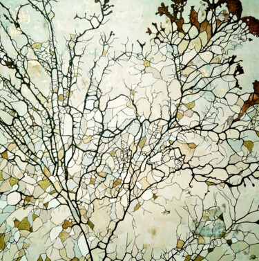 Painting titled "Lichen" by Sophie Cantou, Original Artwork, Acrylic Mounted on Wood Stretcher frame
