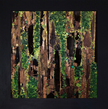Malerei mit dem Titel "Ecorce et mousse" von Sophie Cantou, Original-Kunstwerk, Acryl Auf Keilrahmen aus Holz montiert
