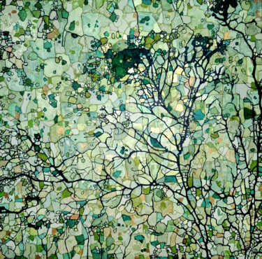 Painting titled "Lichen 2" by Sophie Cantou, Original Artwork, Acrylic Mounted on Wood Stretcher frame