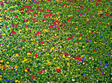 Malerei mit dem Titel "Fleurs de saison" von Sophie Cantou, Original-Kunstwerk, Acryl Auf Keilrahmen aus Holz montiert