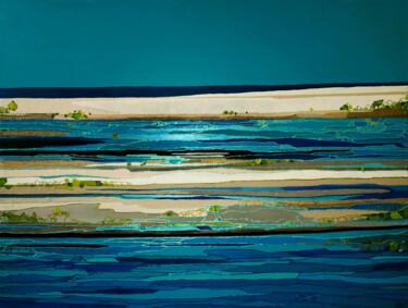 Malerei mit dem Titel "Bleu éternel" von Sophie Cantou, Original-Kunstwerk, Acryl Auf Keilrahmen aus Holz montiert