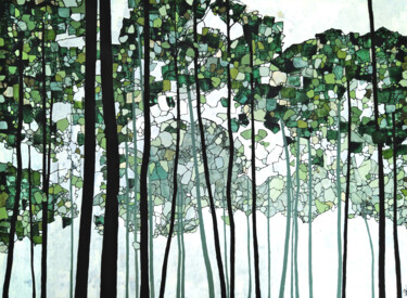 Peinture intitulée "Forêt de pins 2" par Sophie Cantou, Œuvre d'art originale, Acrylique