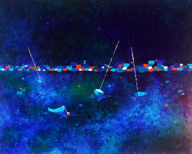 Malerei mit dem Titel "Bateaux" von Sophie Cantou, Original-Kunstwerk, Acryl