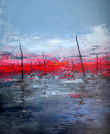 Painting titled "Bassin d'Arcachon 10" by Sophie Cantou, Original Artwork, Acrylic
