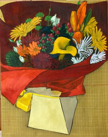 Painting titled "From the Florist" by Sophie Cordery, Original Artwork, Acrylic Mounted on Wood Stretcher frame