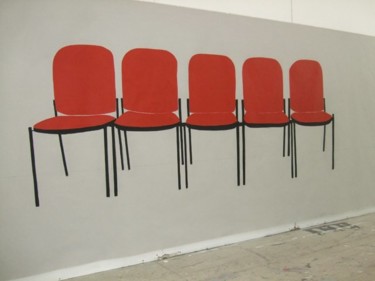 Peinture intitulée "Five Orange chairs…" par Sophie Cordery, Œuvre d'art originale