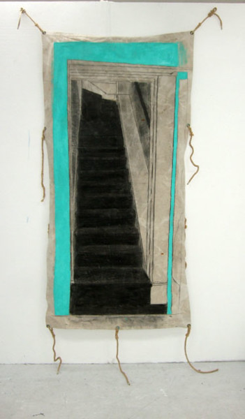 Pintura intitulada "Dark Stairs" por Sophie Cordery, Obras de arte originais