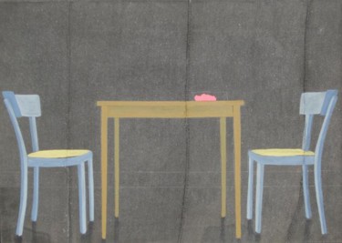 Peinture intitulée "Two chairs and a Ta…" par Sophie Cordery, Œuvre d'art originale