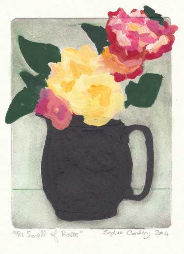 Printmaking titled "The Smell of Roses" by Sophie Cordery, Original Artwork