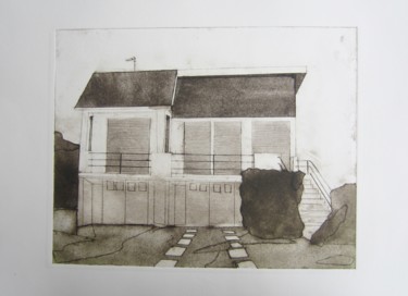 Gravures & estampes intitulée "Villa (Closed down…" par Sophie Cordery, Œuvre d'art originale, Eau-forte