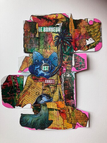 Collages getiteld "Le bonheur est annu…" door Sophie Jeanne Bert Debeusscher, Origineel Kunstwerk, Gouache