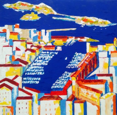 Peinture intitulée "Marseille les îles" par Sophie Delavague, Œuvre d'art originale, Huile