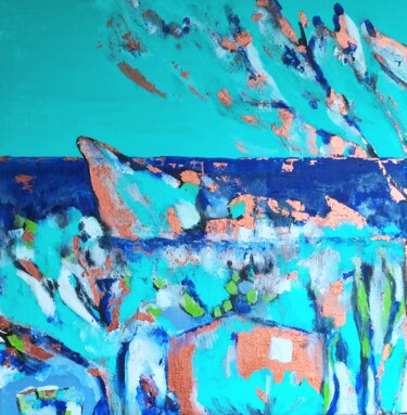 绘画 标题为“Blue” 由Sophie Delavague, 原创艺术品, 丙烯 安装在木质担架架上