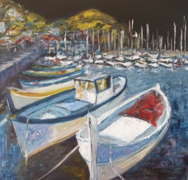 Painting titled "petit port de la ma…" by Sophie Delavague, Original Artwork, Oil