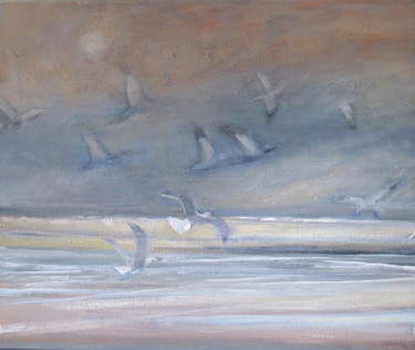 Peinture intitulée "Vol de mouette" par Sophie Dressler, Œuvre d'art originale, Acrylique