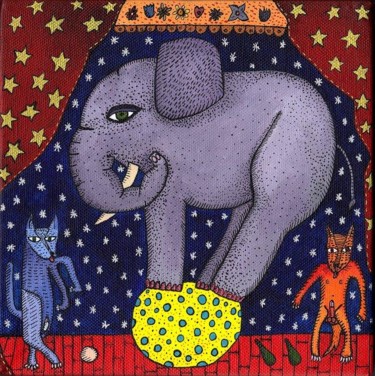 Peinture intitulée "L'éléphante" par Sophie Dubreuil, Œuvre d'art originale