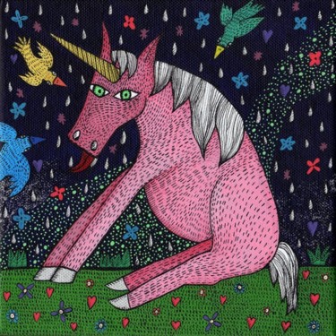 Peinture intitulée "La licorne" par Sophie Dubreuil, Œuvre d'art originale