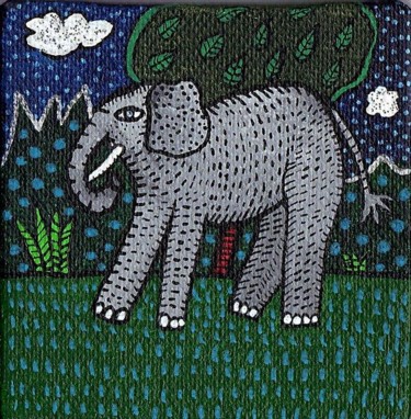 Peinture intitulée "Eléphant" par Sophie Dubreuil, Œuvre d'art originale