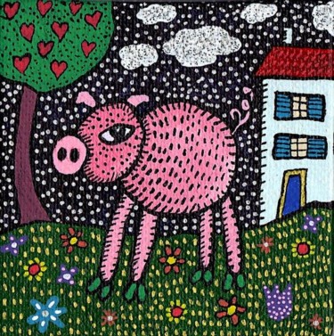Peinture intitulée "Cochon" par Sophie Dubreuil, Œuvre d'art originale
