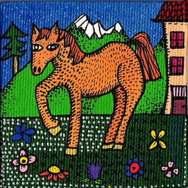 Painting titled "Cheval" by Sophie Dubreuil, Original Artwork