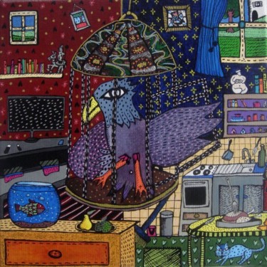 Peinture intitulée "Le gris du salon" par Sophie Dubreuil, Œuvre d'art originale