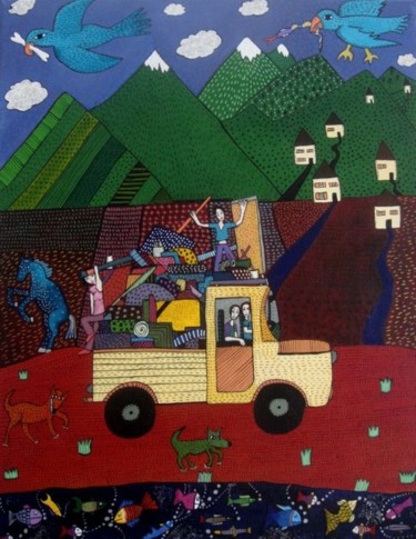 Peinture intitulée "Le déménagement" par Sophie Dubreuil, Œuvre d'art originale