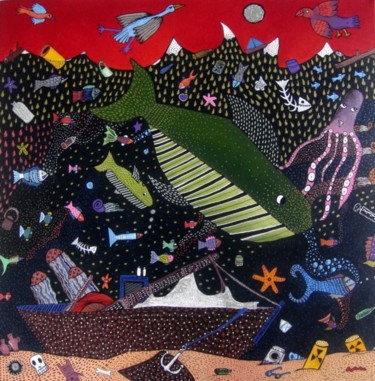 Pintura intitulada "La baleine" por Sophie Dubreuil, Obras de arte originais