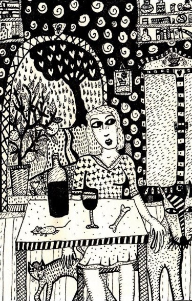 Peinture intitulée "Boire un verre" par Sophie Dubreuil, Œuvre d'art originale